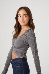 Ruched V-Neck Crop Top