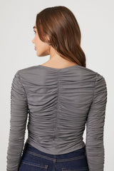 Ruched V-Neck Crop Top
