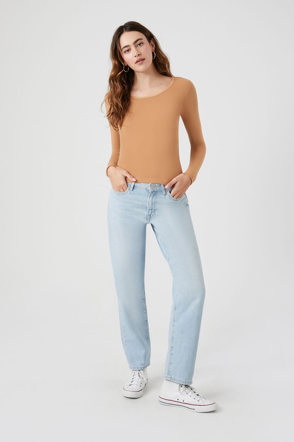 Cotton-Blend Scoop-Neck Top