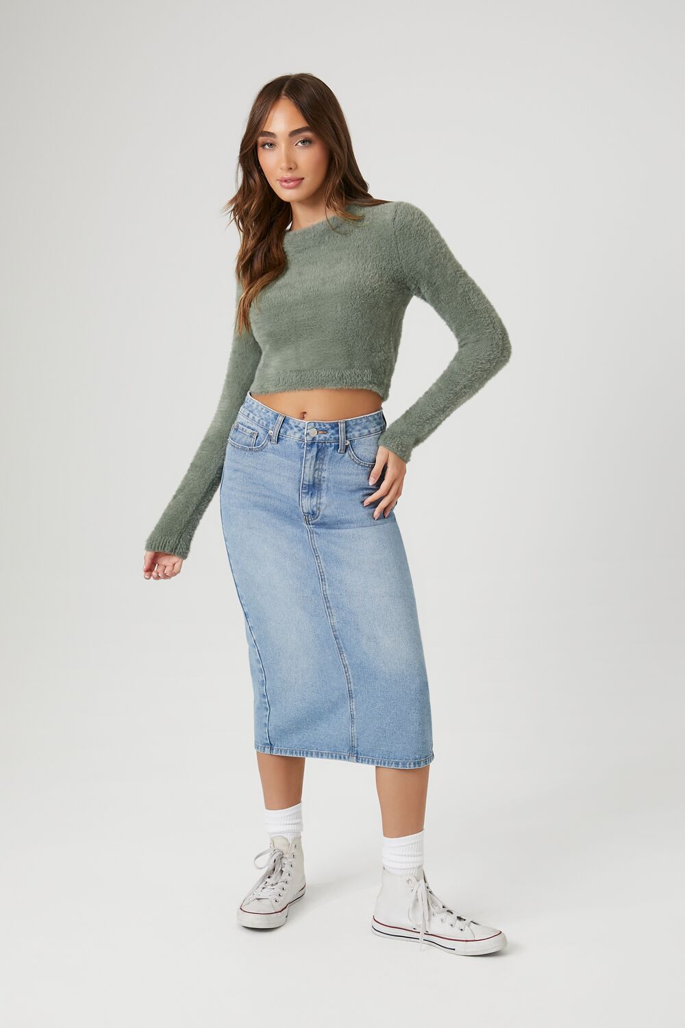 Fitted Fuzzy Knit Sweater