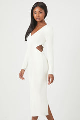 Cutout Long-Sleeve Midi Dress