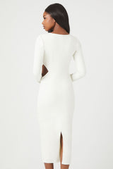 Cutout Long-Sleeve Midi Dress