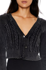 Cropped Mineral Wash Cardigan Sweater