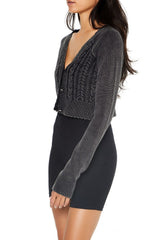 Cropped Mineral Wash Cardigan Sweater