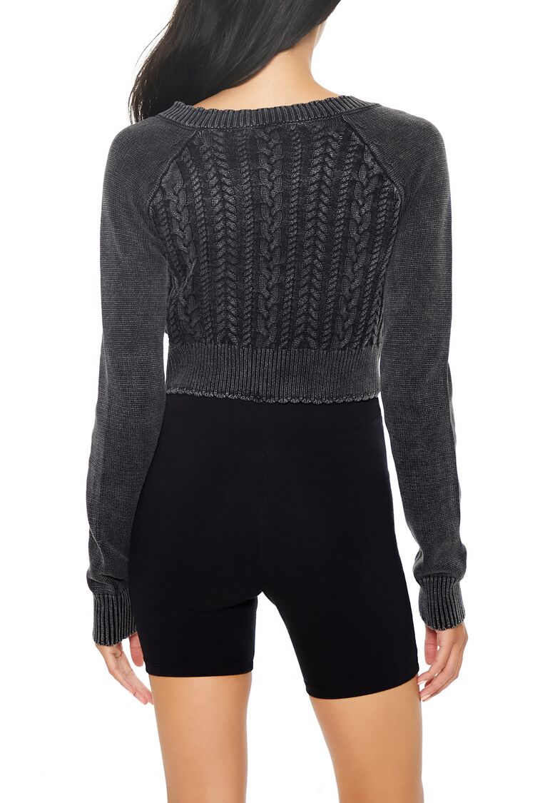 Cropped Mineral Wash Cardigan Sweater