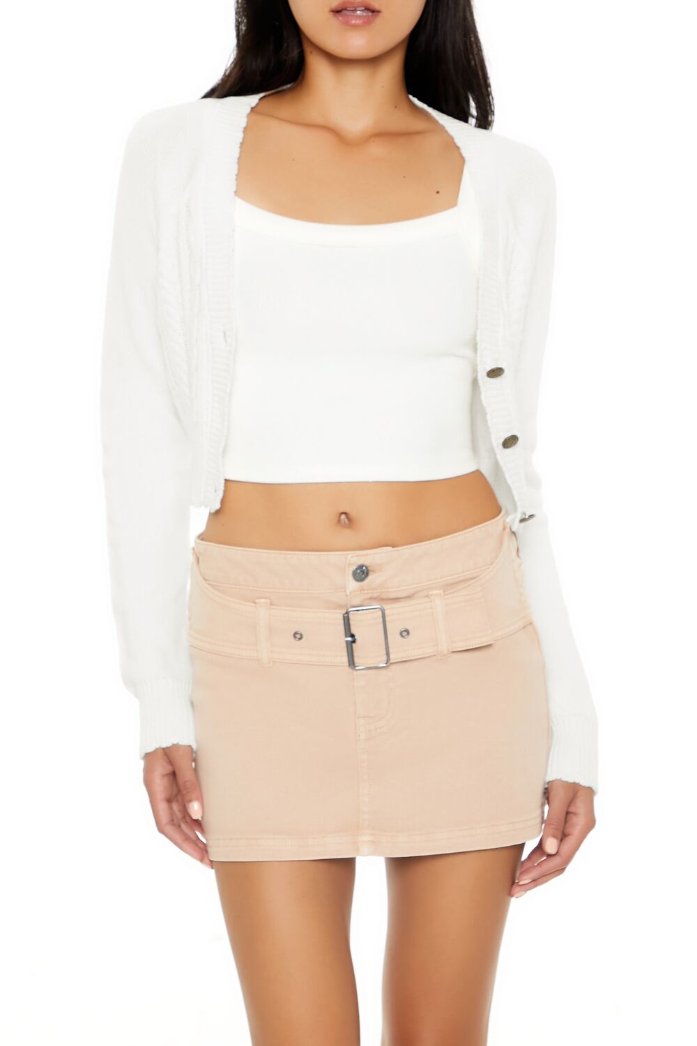 Cropped Mineral Wash Cardigan Sweater