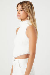Fuzzy Knit Turtleneck Crop Top