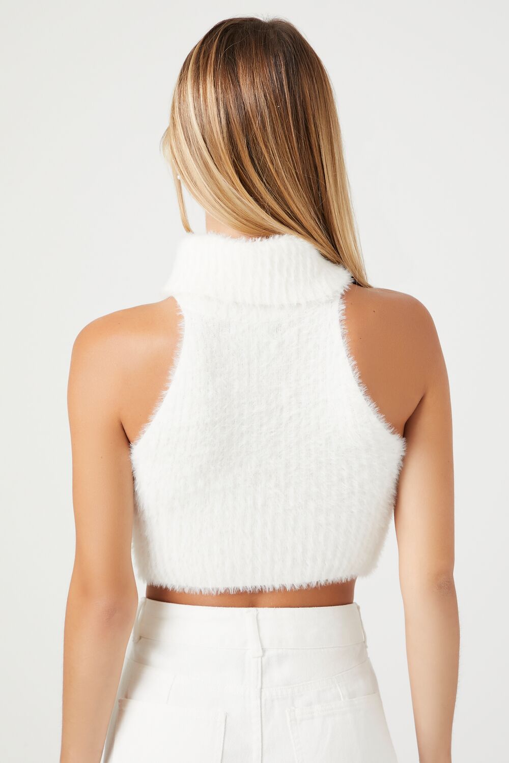 Fuzzy Knit Turtleneck Crop Top