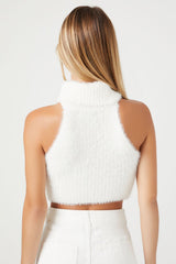Fuzzy Knit Turtleneck Crop Top