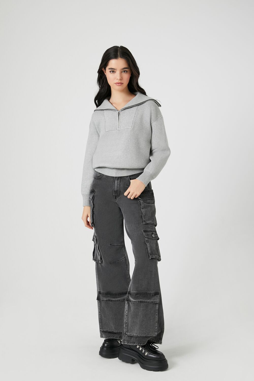 Drop-Sleeve Half-Zip Sweater