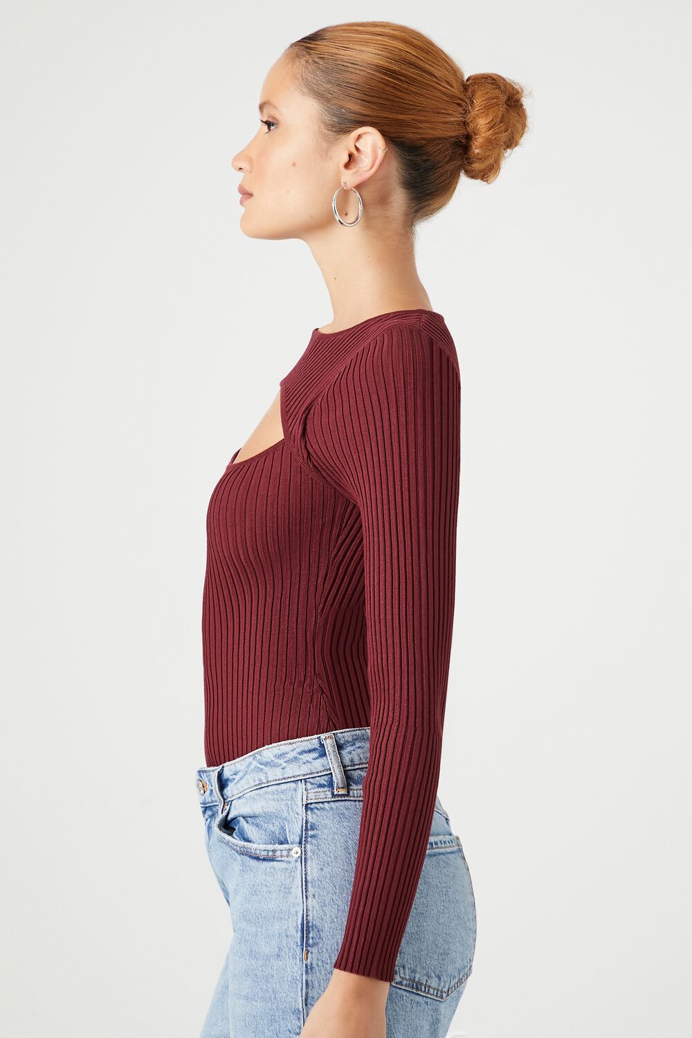 Cutout Sweater-Knit Bodysuit