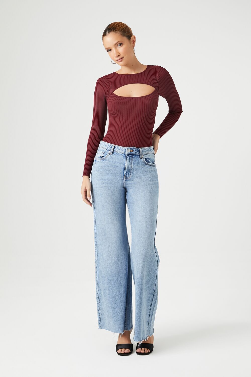 Cutout Sweater-Knit Bodysuit