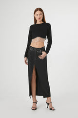 Rhinestone-Fringe Crop Top