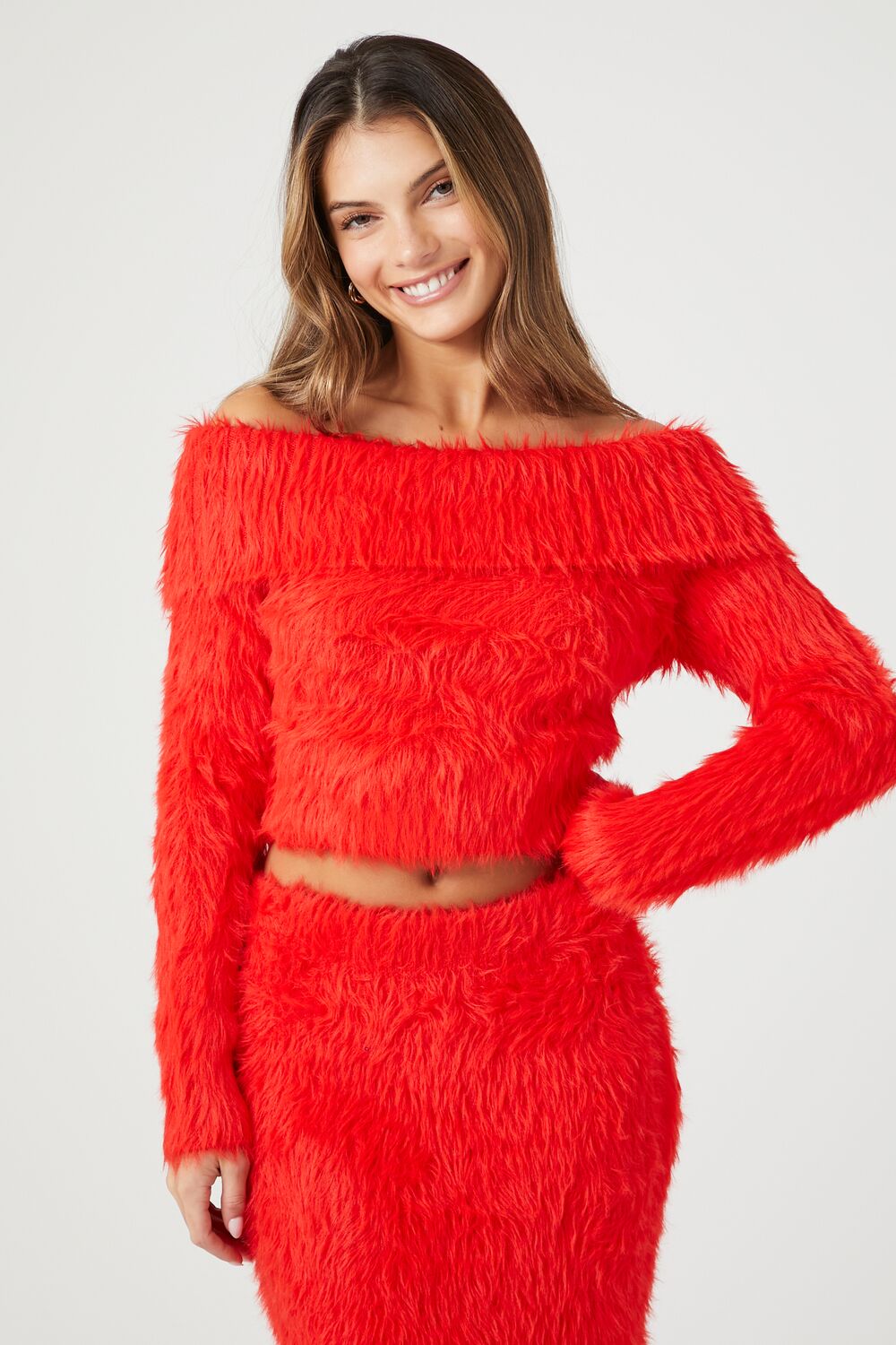 Faux Fur Off-the-Shoulder Top