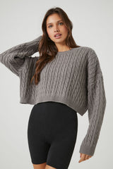 Cropped Cable Knit Sweater