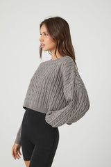 Cropped Cable Knit Sweater