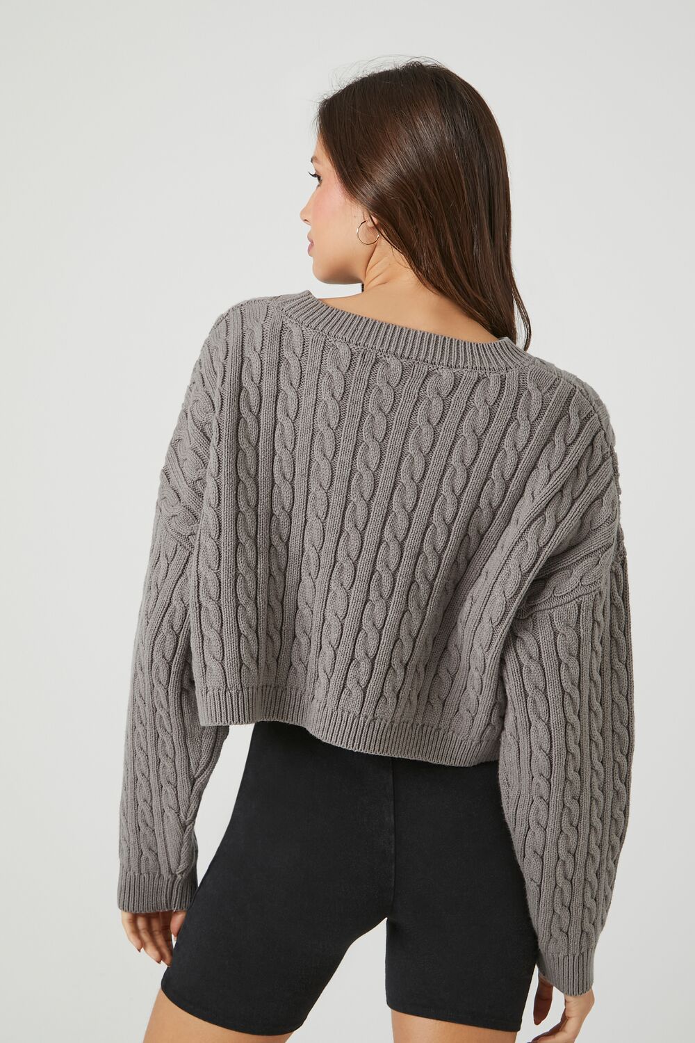 Cropped Cable Knit Sweater