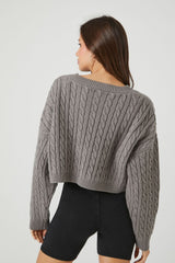 Cropped Cable Knit Sweater