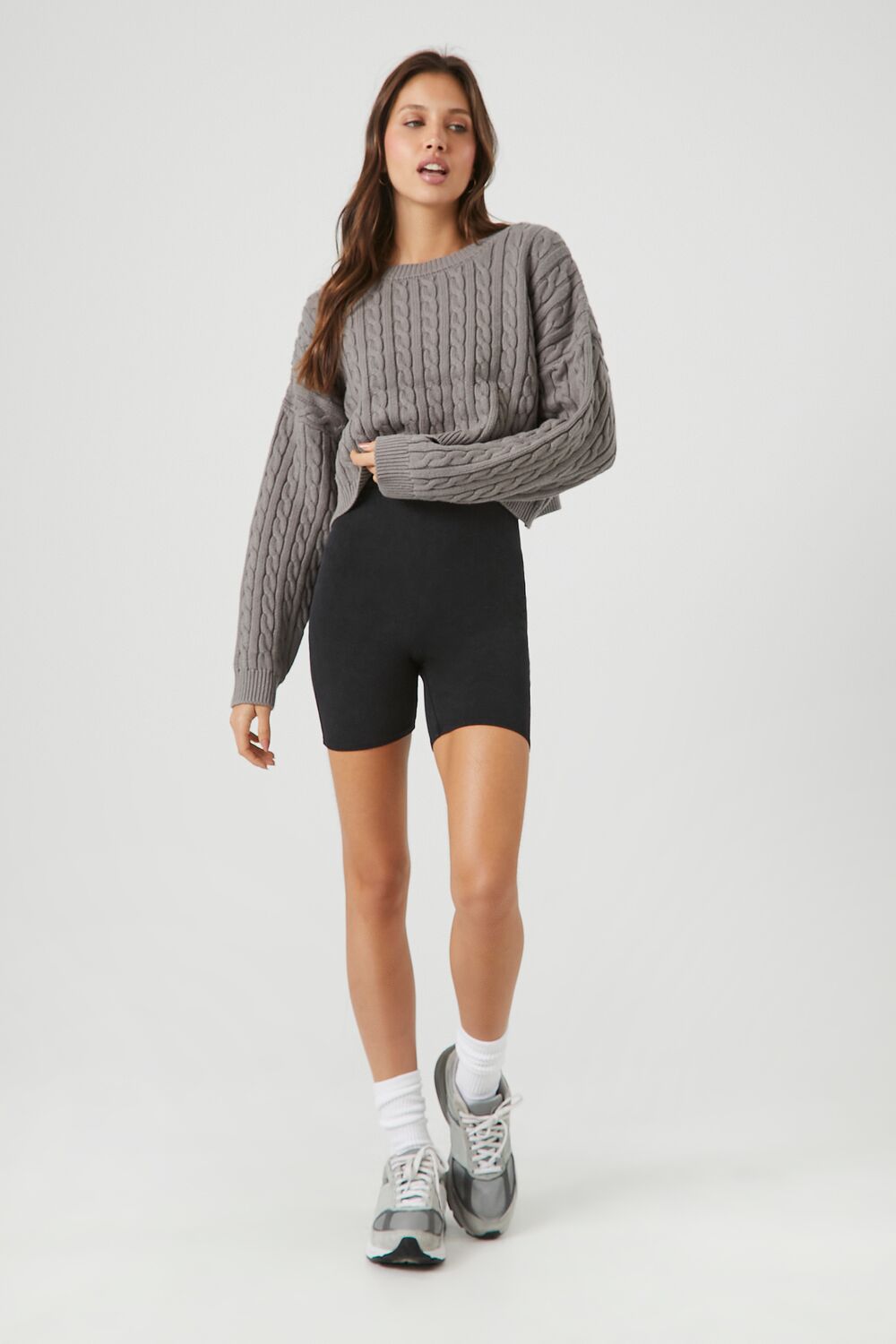 Cropped Cable Knit Sweater