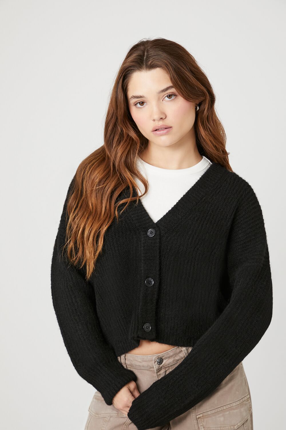 Cropped Boxy Cardigan Sweater