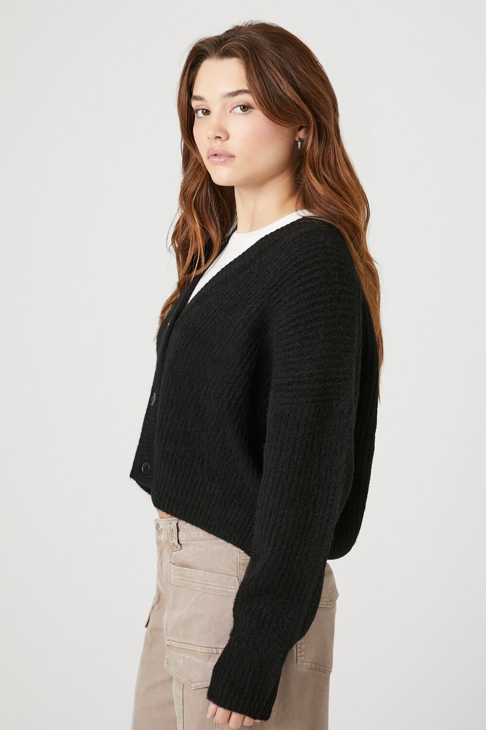 Cropped Boxy Cardigan Sweater