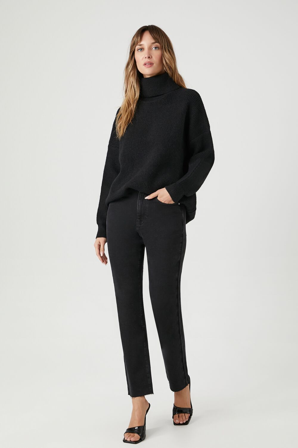 Ribbed Knit Turtleneck Sweater