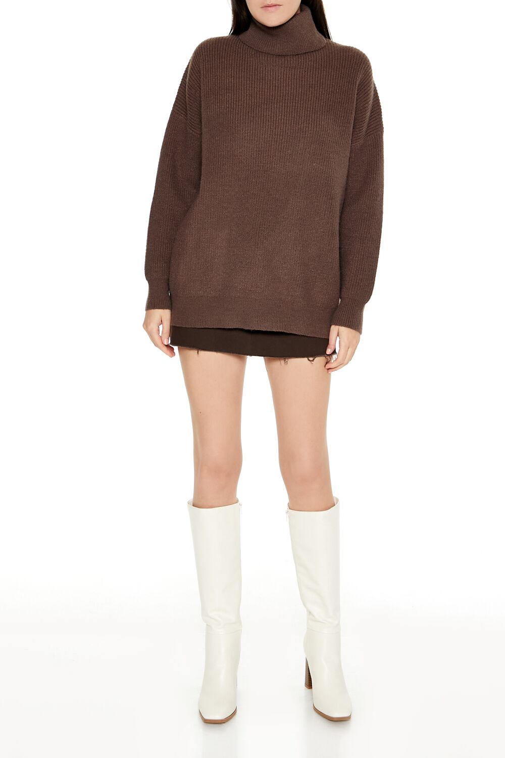 Ribbed Knit Turtleneck Sweater