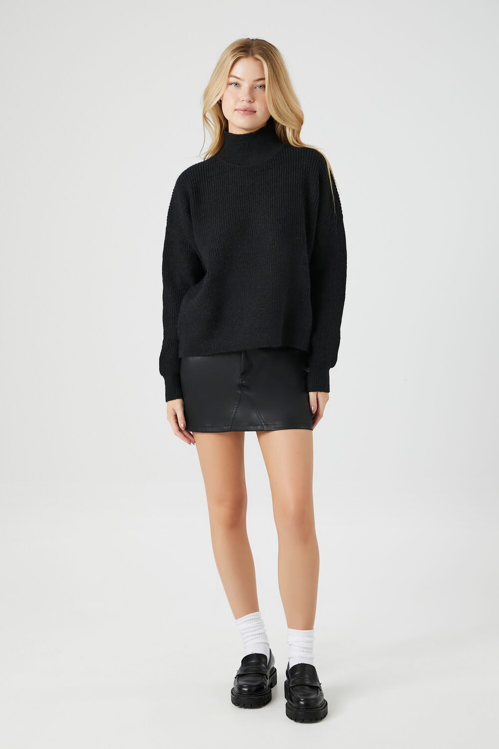 Ribbed Knit Turtleneck Sweater