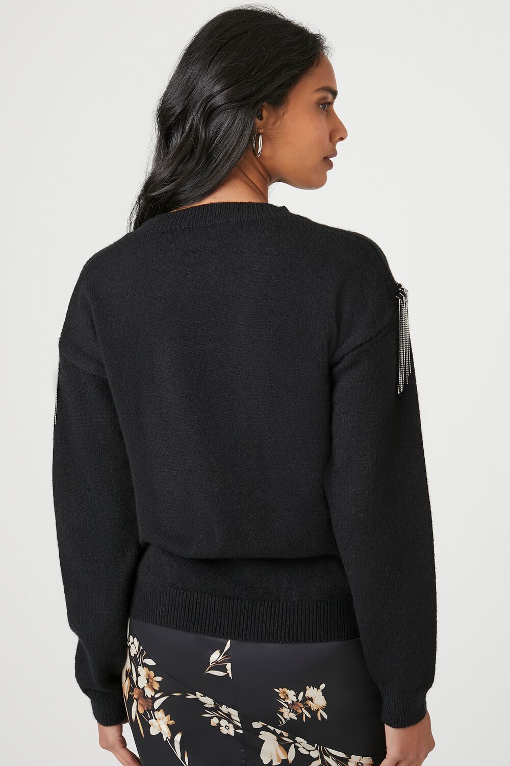 Rhinestone Fringe-Trim Sweater
