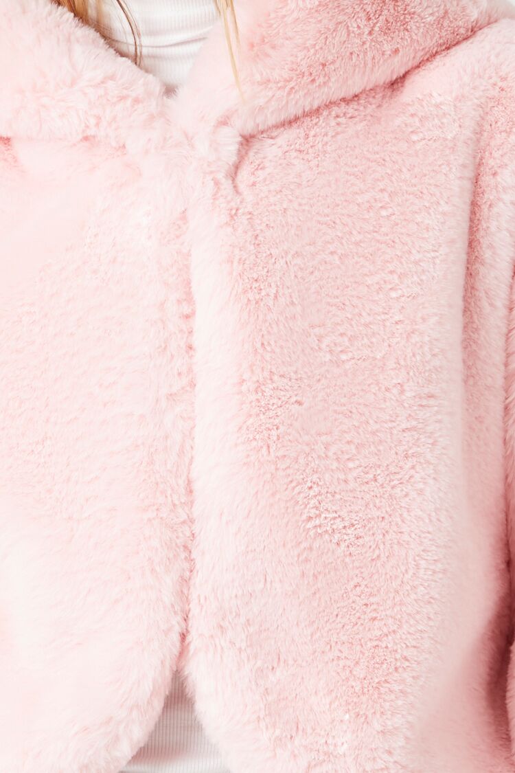 Faux Fur Open-Front Hoodie