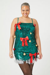 Plus Size Sequin Christmas Tree Dress