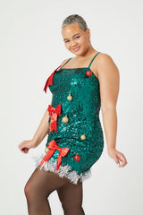 Plus Size Sequin Christmas Tree Dress