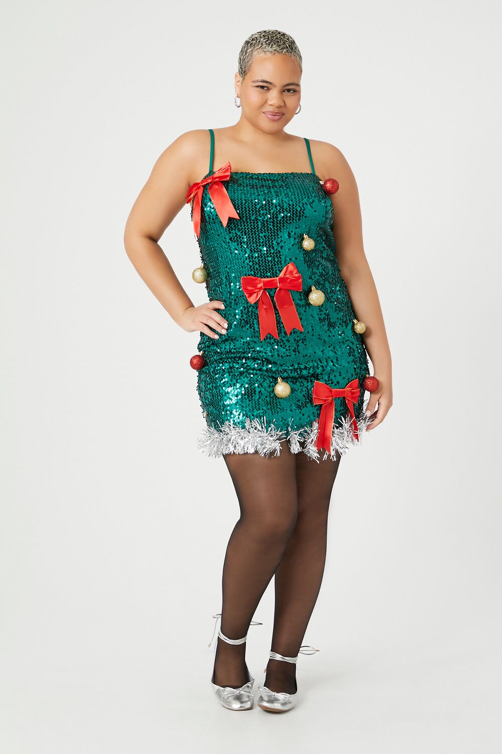 Plus Size Sequin Christmas Tree Dress