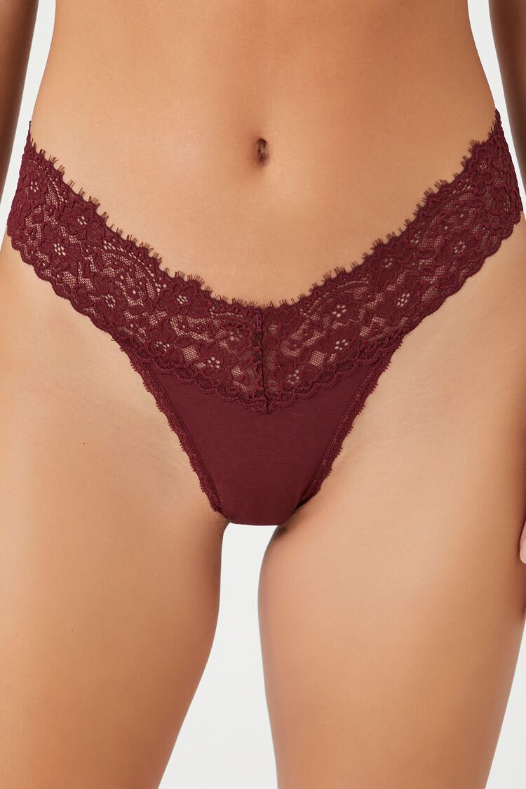 Lace-Trim Thong Panties