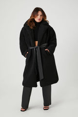 Plus Size Faux Shearling Belted Teddy Coat