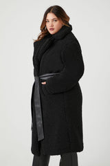Plus Size Faux Shearling Belted Teddy Coat