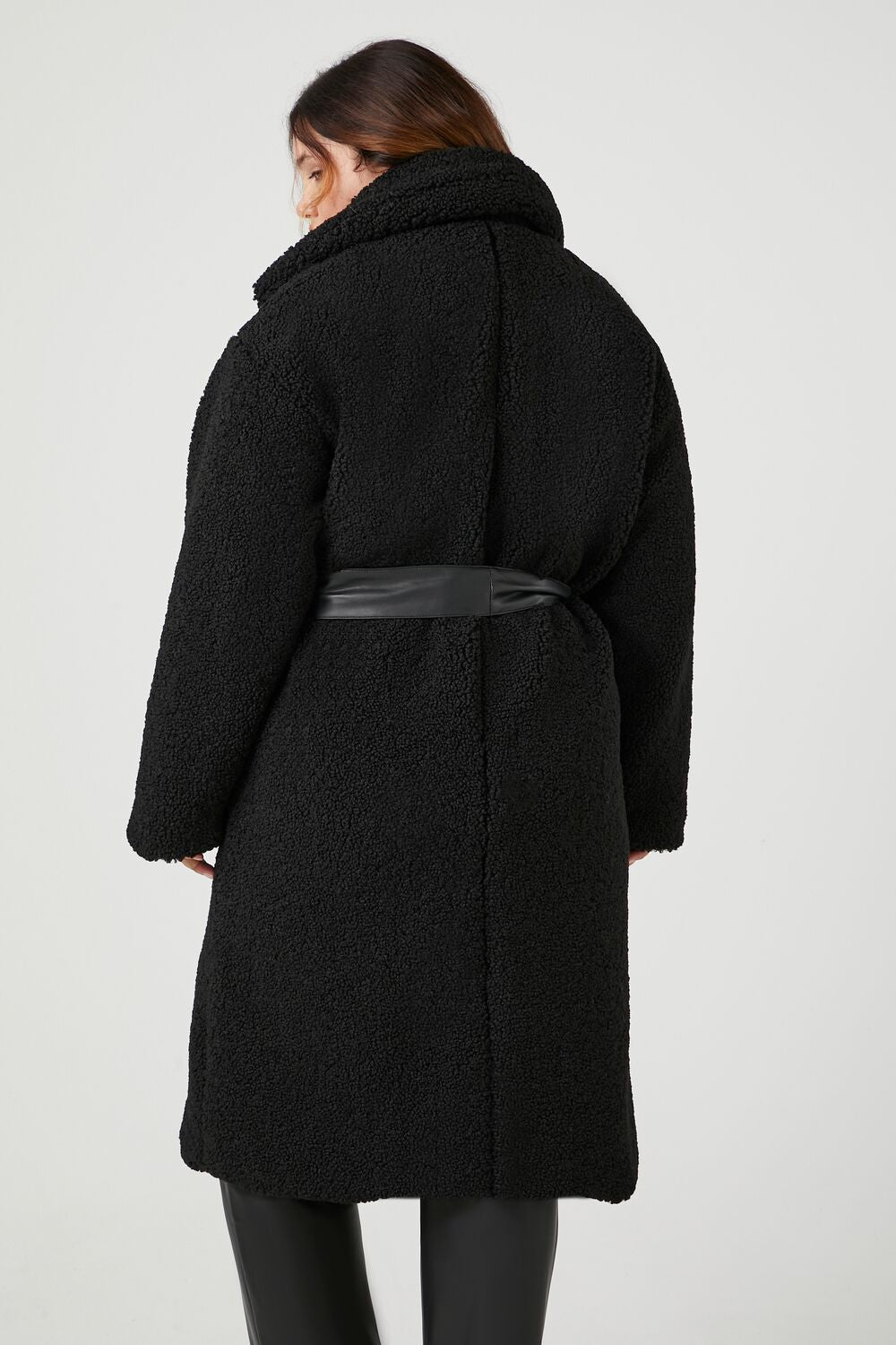 Plus Size Faux Shearling Belted Teddy Coat