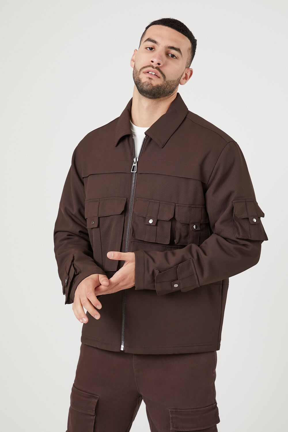 Zip-Up Cargo Trucker Jacket