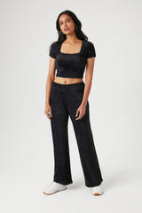 Cropped Fuzzy Sweater-Knit Tee