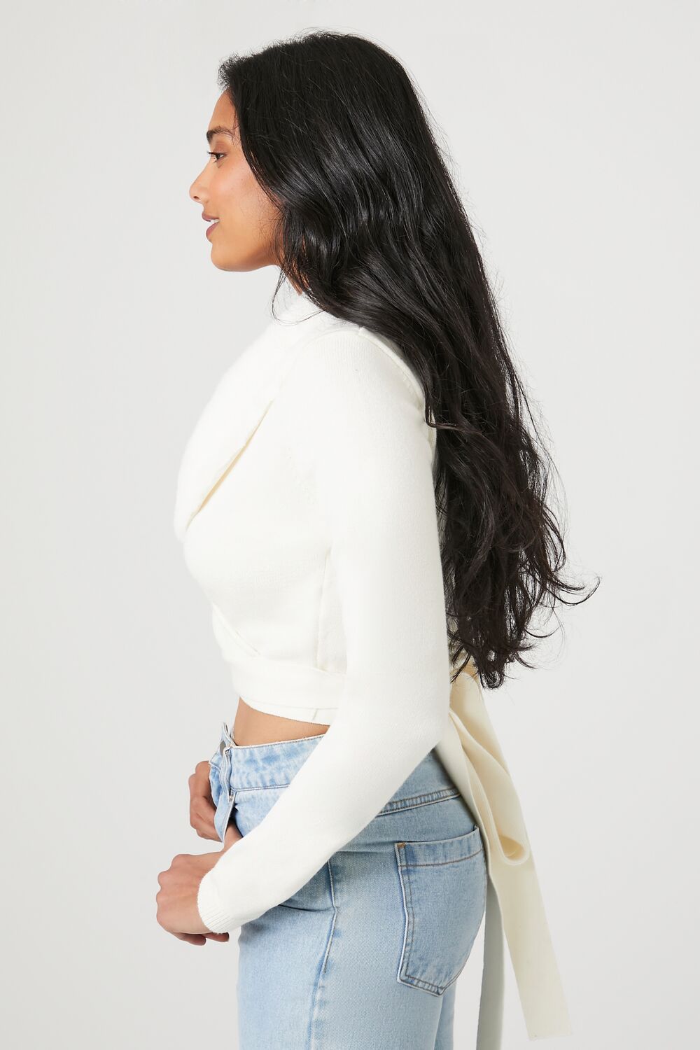 Sweater-Knit Wrap Crop Top