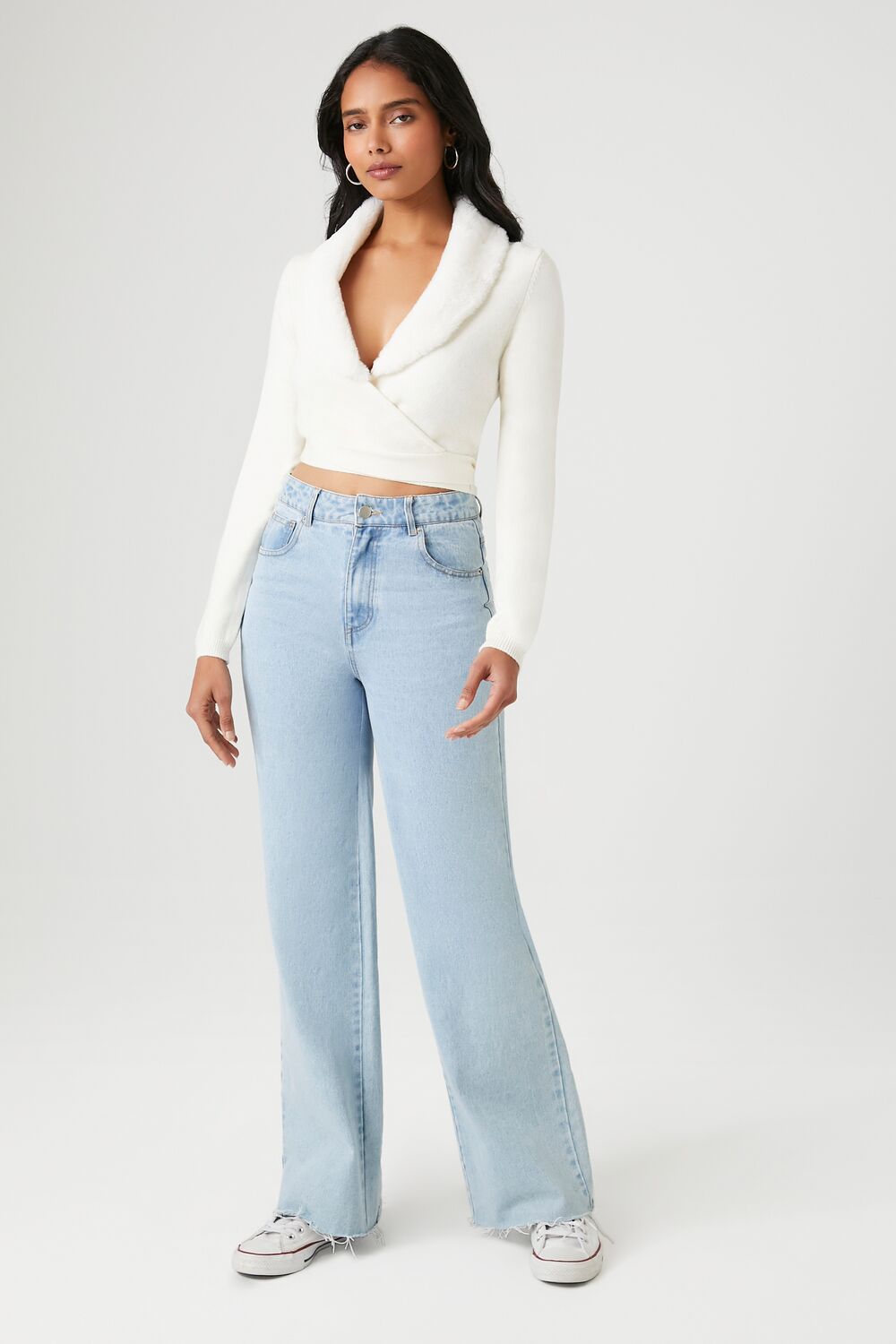 Sweater-Knit Wrap Crop Top