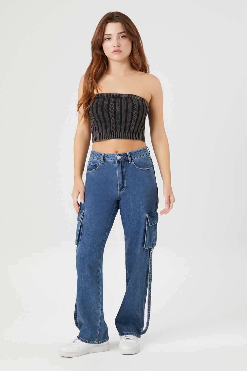Cable Sweater-Knit Tube Top