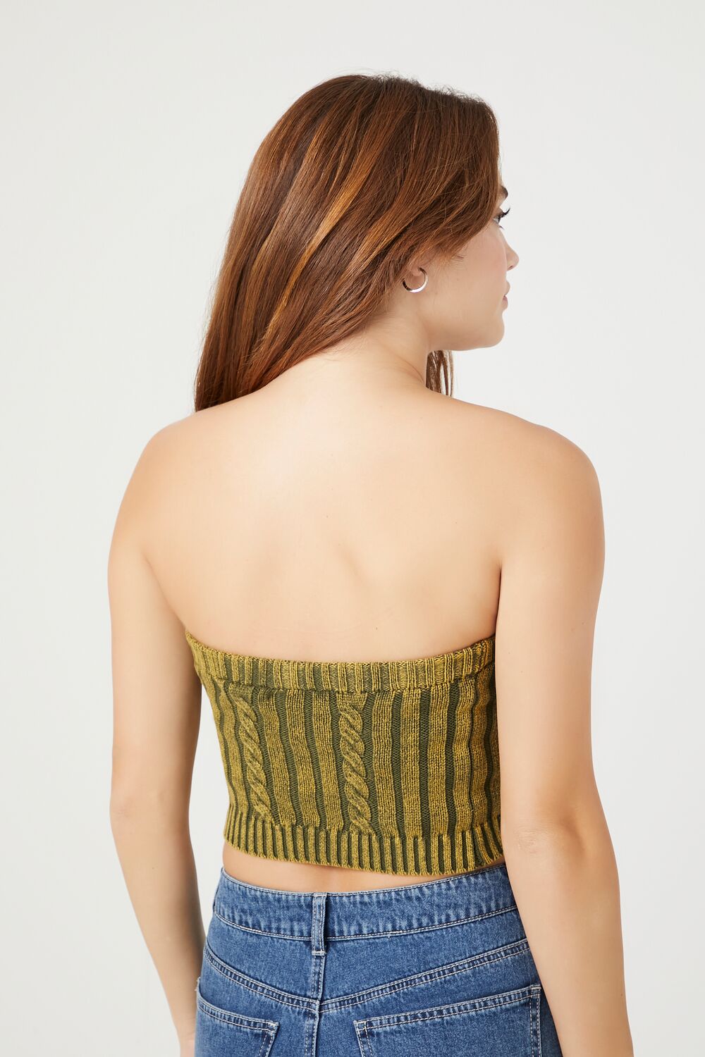 Cable Sweater-Knit Tube Top