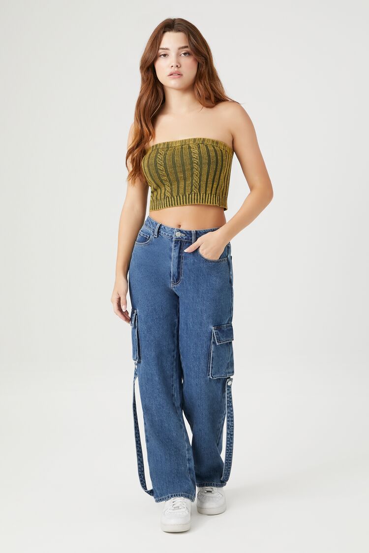 Cable Sweater-Knit Tube Top