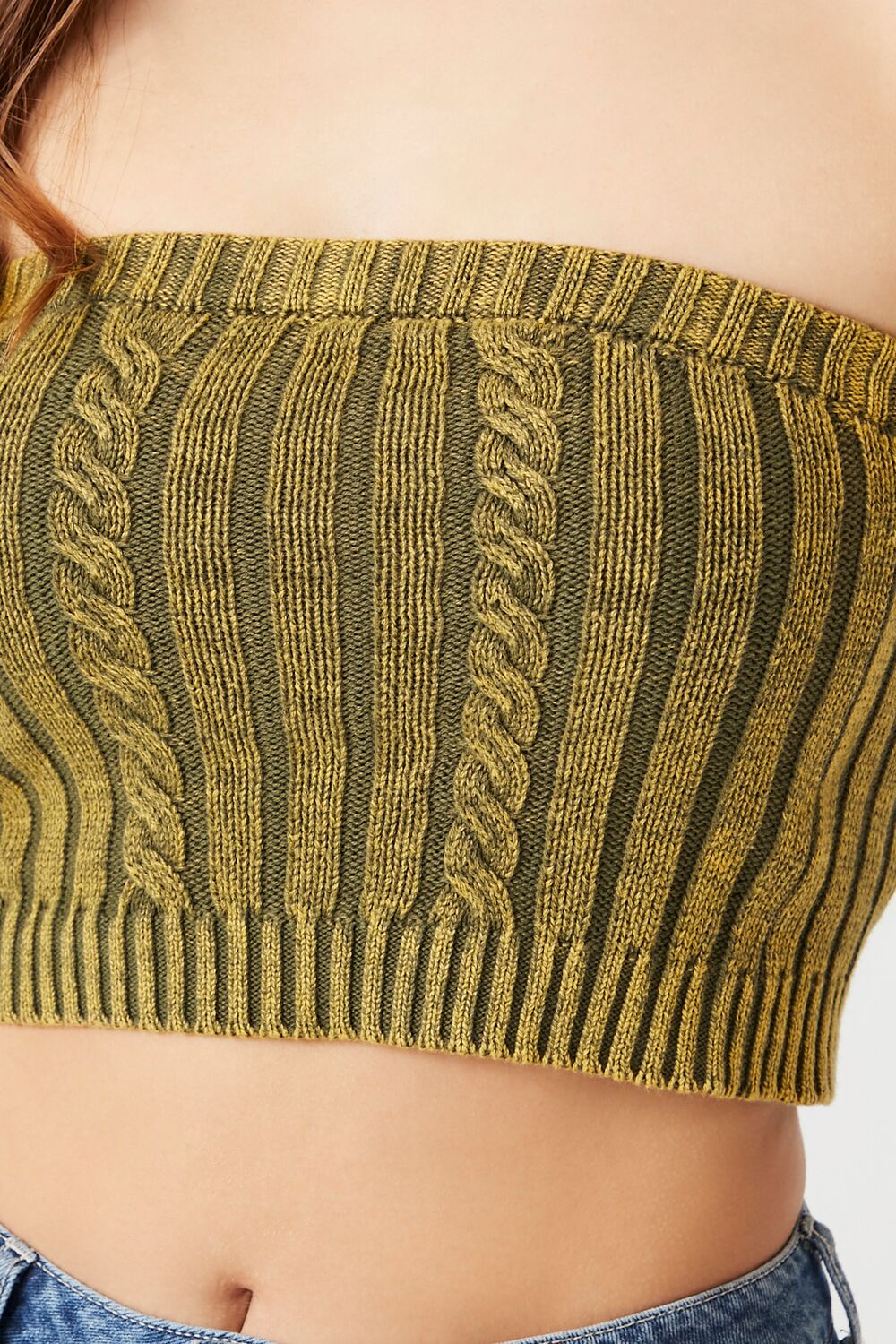 Cable Sweater-Knit Tube Top