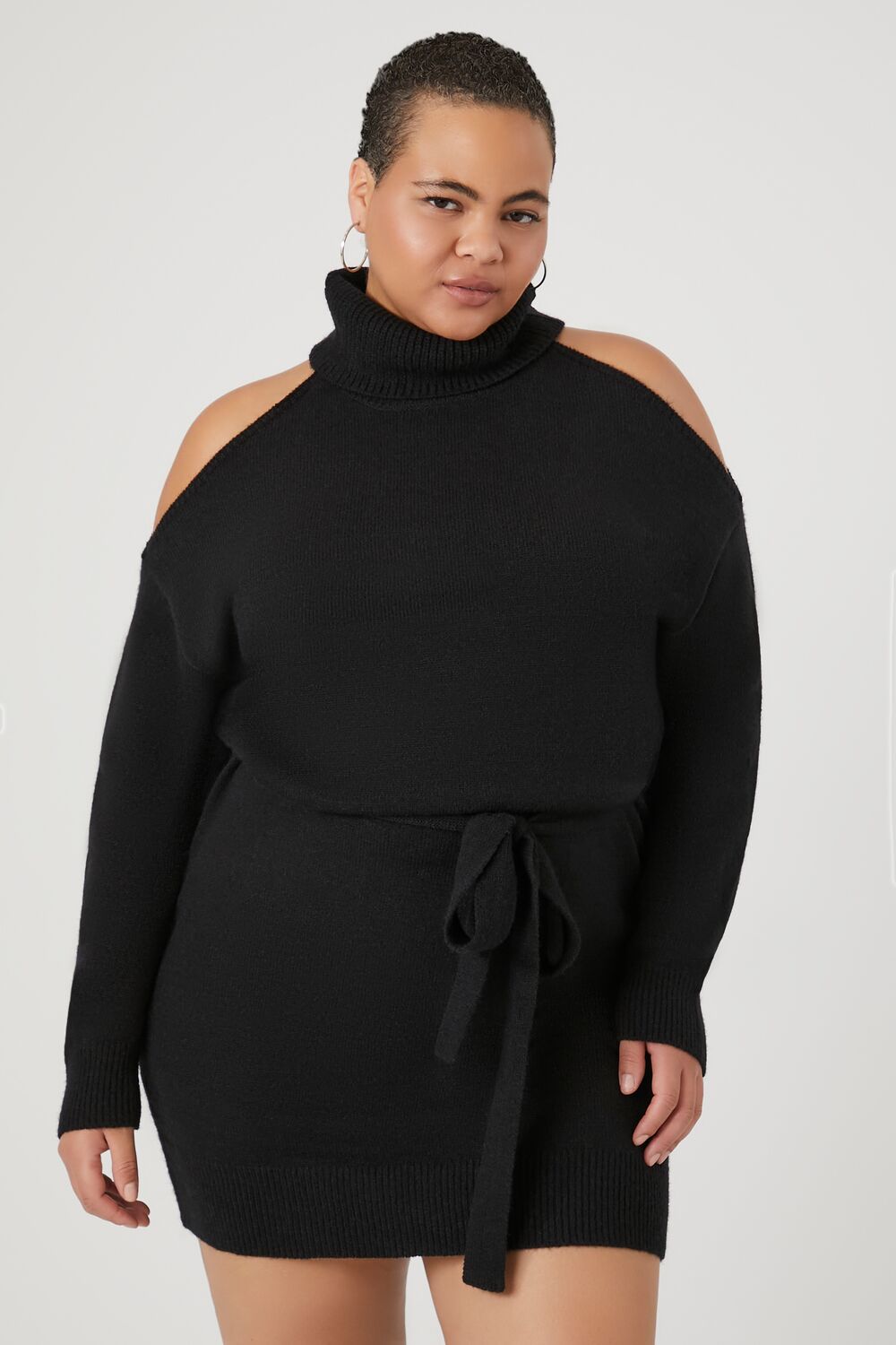 Plus Size Turtleneck Mini Sweater Dress