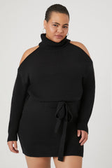 Plus Size Turtleneck Mini Sweater Dress