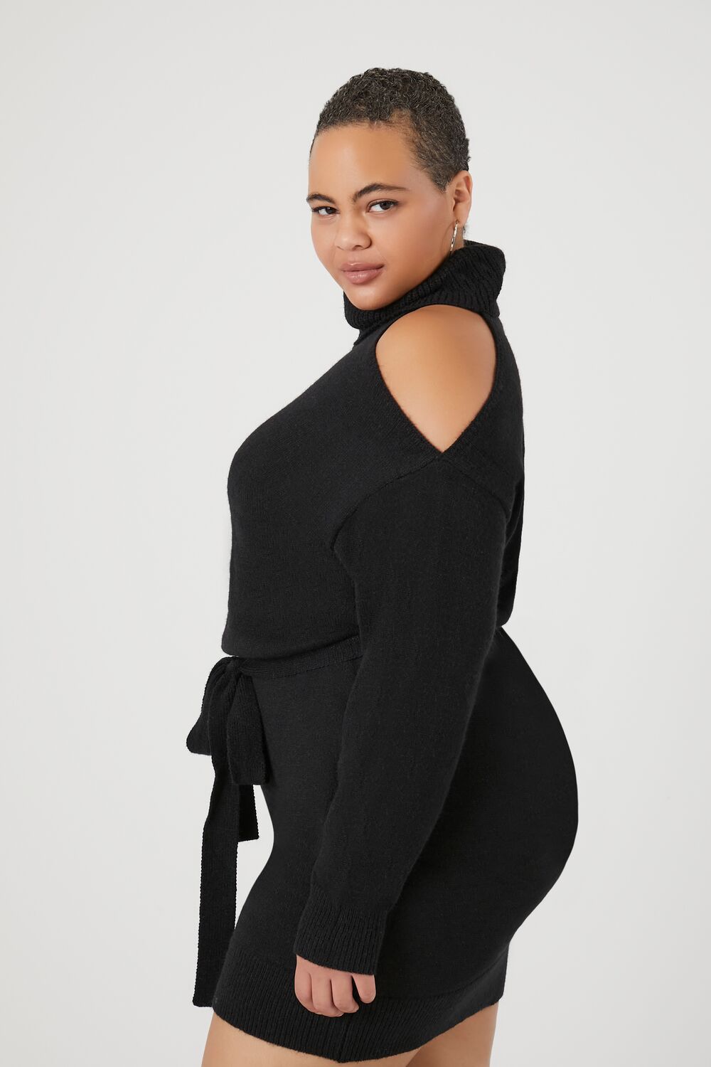 Plus Size Turtleneck Mini Sweater Dress