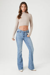 Ribbed Knit Turtleneck Crop Top