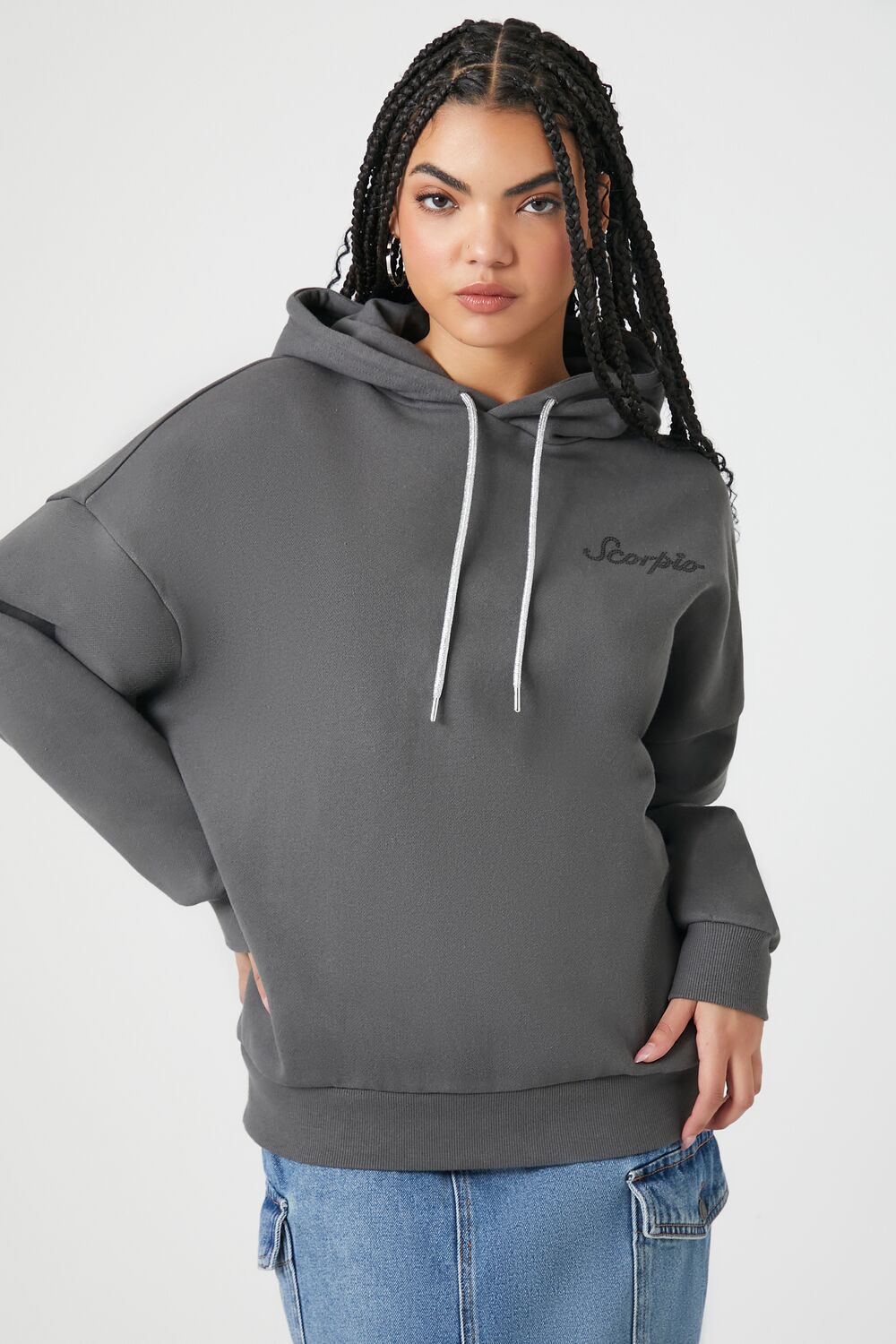 Fleece Rhinestone Scorpio Graphic Hoodie